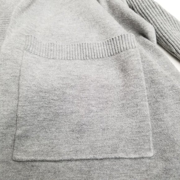 Lety Me Open Front Hooded Cardigan Size M Gray Ribbed Knit Pockets Cozy Layering - Picture 3 of 9